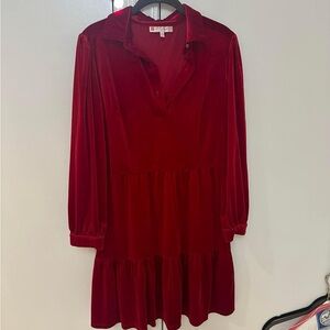 Jude Connally Red Velvet Dress